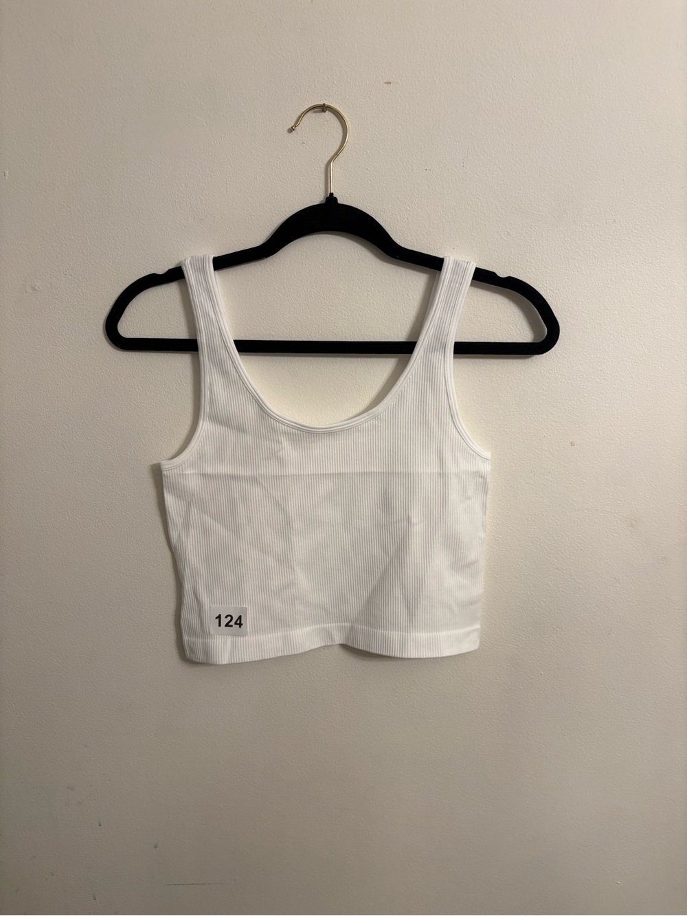 OQQ White Ribbed Crop Tank Top Women size large brand new thick great quality!